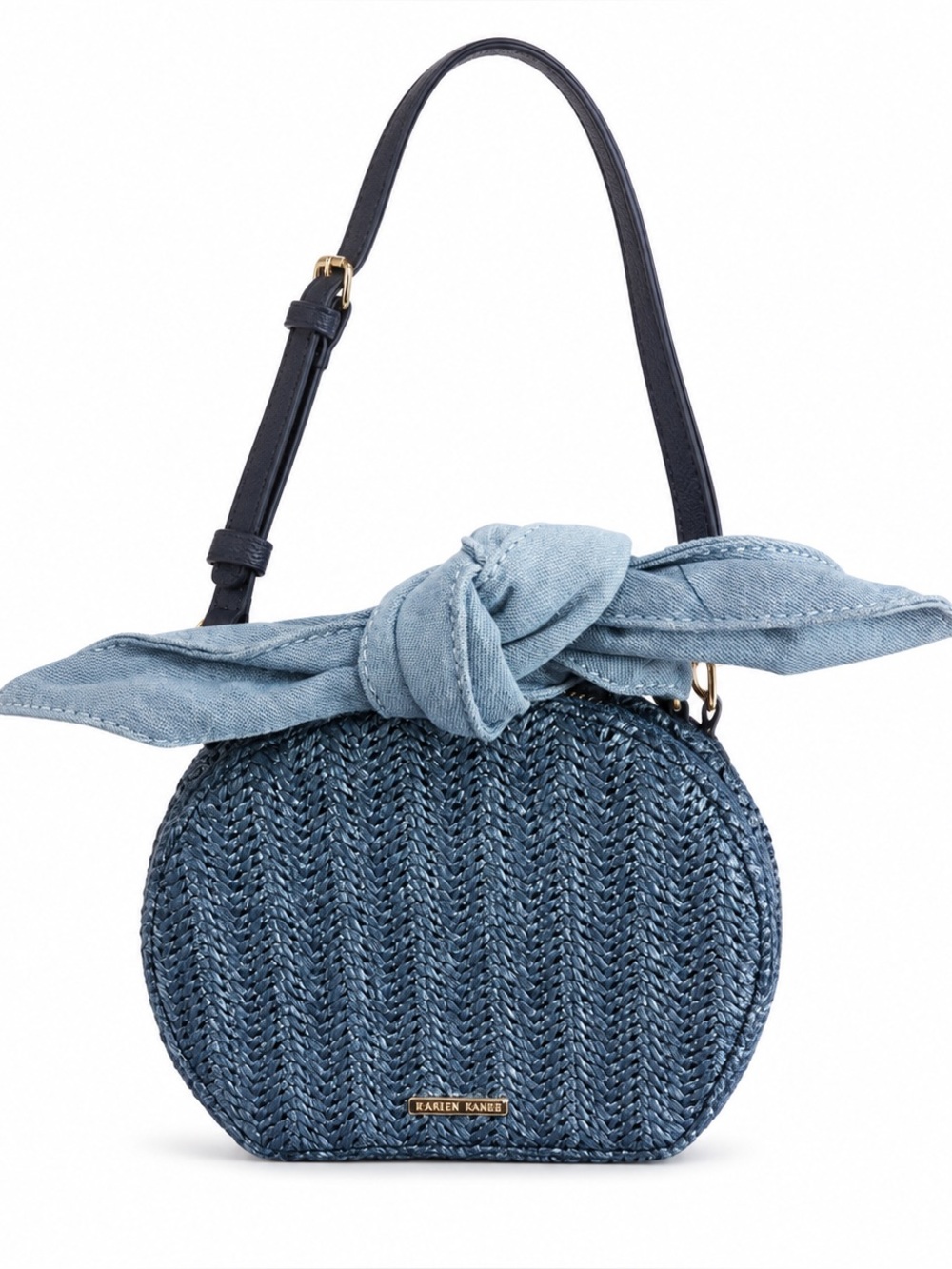 Draper James Blue Woven Bow Crossbody Bag